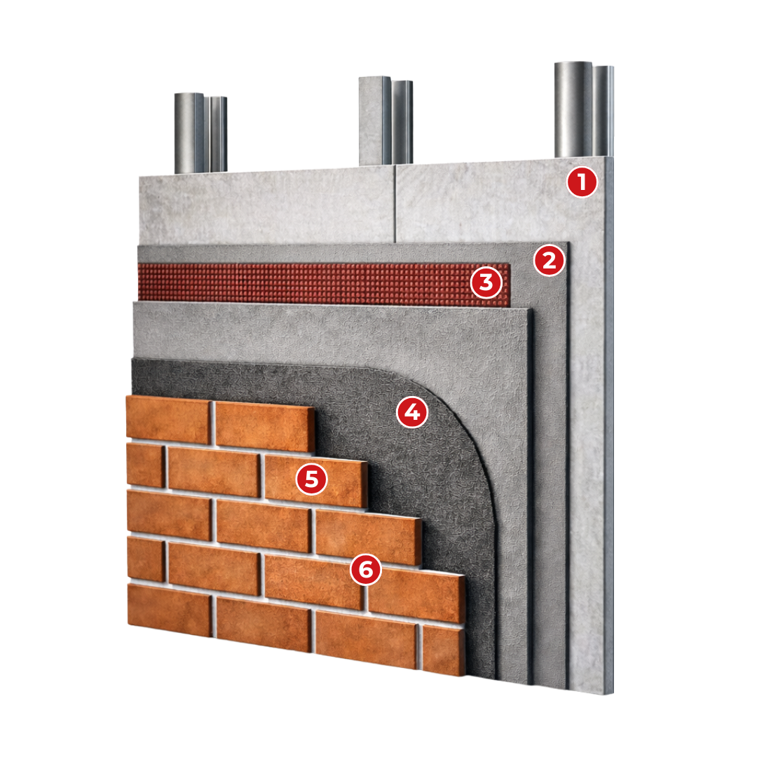 direct fix steel frame clay brick slip system licata